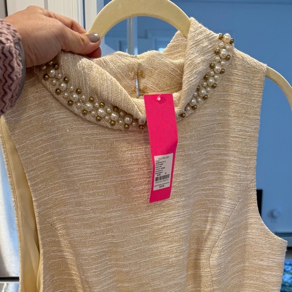Lilly Pulitzer Dresses & Skirts - Lilly Pulitzer Sz 10 Gold Embellished Collar Shift Dress